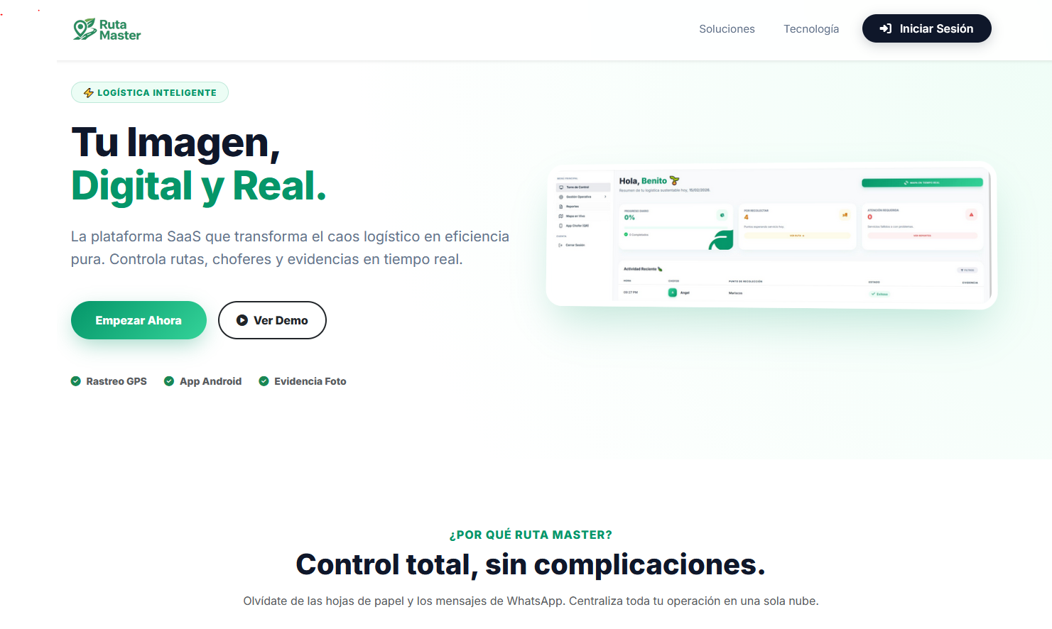 Screenshot Ruta master Web